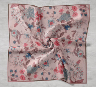 Twill İpek Eşarp Çiçek Rüyası Pudra 90x90