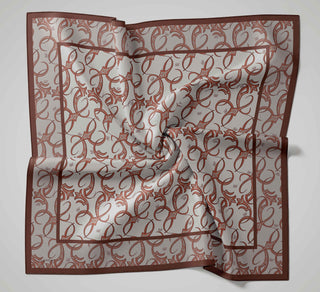 Twill İpek Eşarp Barok Gümüş 90x90