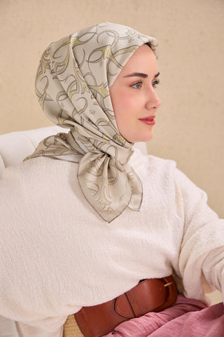 Twill İpek Eşarp Barok Taş 90x90 - Twill İpek Eşarp - | Silk Home