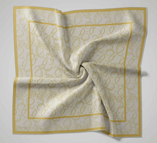 Twill İpek Eşarp Barok Uçuk Sarı 90x90 - Twill İpek Eşarp - | Silk Home