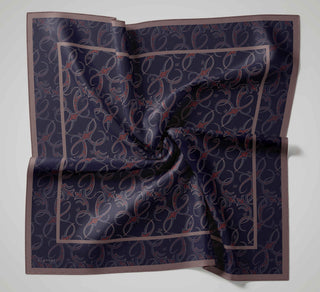 Twill İpek Eşarp Barok Lacivert 90x90 - Twill İpek Eşarp - | Silk Home