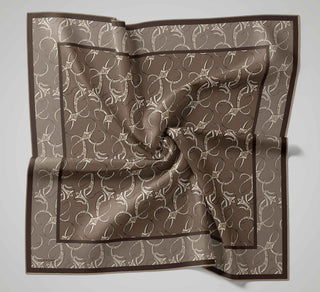 Twill İpek Eşarp Barok Yeşil Kahve 90x90
