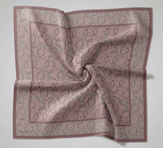 Twill Silk Scarf, Navy Blue, Green Tones, Patterned, Firm Structure, 90x90 cm.