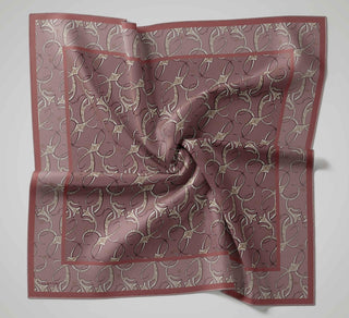 Twill İpek Eşarp Barok Somon 90x90 - Twill İpek Eşarp - | Silk Home