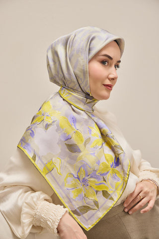 Twill İpek Eşarp Evreka Soluk Lila 90x90 - Twill İpek Eşarp - | Silk Home