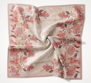 Twill İpek Eşarp Evreka Bej 90x90 - Twill İpek Eşarp - | Silk Home