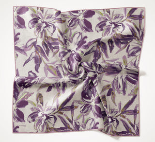 Twill İpek Eşarp Sulu Boya Mor 90x90 - Twill İpek Eşarp - | Silk Home