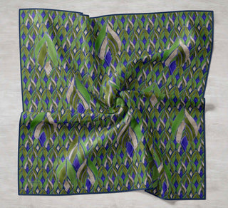 Twill İpek Eşarp Serenit Mor Yeşil 90x90 - Twill İpek Eşarp - | Silk Home