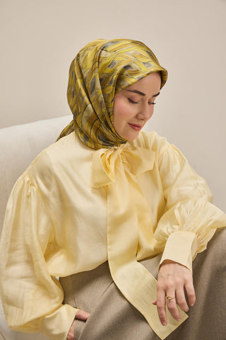 Twill İpek Eşarp Serenit Yağ Yeşili 90x90