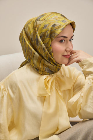 Twill İpek Eşarp Serenit Yağ Yeşili 90x90