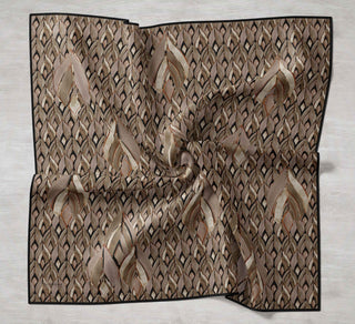 Twill İpek Eşarp Serenit Yeşil Bej 90x90 - Twill İpek Eşarp - | Silk Home