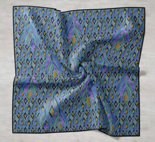 Twill İpek Eşarp Serenit Mavi 90x90 - Twill İpek Eşarp - | Silk Home