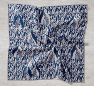Twill İpek Eşarp Serenit Krem Mavi 90x90 - Twill İpek Eşarp - | Silk Home