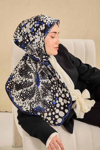 Twill İpek Eşarp Samanyolu Siyah 90x90