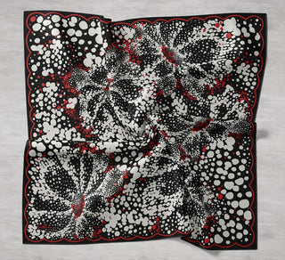 Twill İpek Eşarp Samanyolu Siyah Mercan 90x90