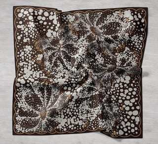 Twill İpek Eşarp Samanyolu Acı Kahve 90x90