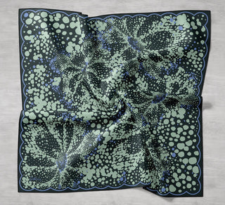 Twill İpek Eşarp Samanyolu Siyah Yeşil 90x90