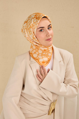 Twill İpek Eşarp Samanyolu Pastel Turuncu 90x90