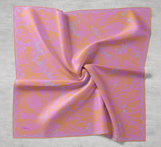Twill İpek Eşarp Samanyolu Turuncu Pembe 90x90 - Twill İpek Eşarp - | Silk Home