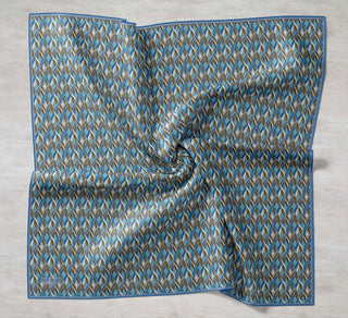 Twill İpek Eşarp Yaprak Ritmi Mavi Lila 90x90