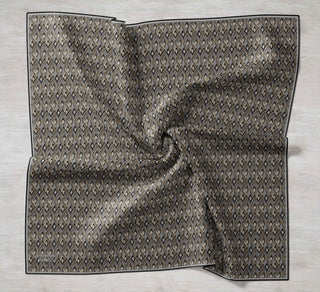 Twill İpek Eşarp Yaprak Ritmi Yeşil Gri 90x90
