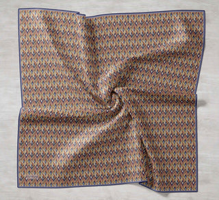 Twill İpek Eşarp Yaprak Ritmi Taba Sarı 90x90
