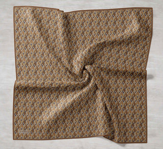Twill İpek Eşarp Yaprak Ritmi Taba 90x90