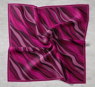 Twill Silk Scarf, Navy Blue, Green Tones, Patterned, Firm Structure, 90x90 cm.