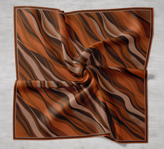 Twill Silk Scarf, Navy Blue, Green Tones, Patterned, Firm Structure, 90x90 cm.