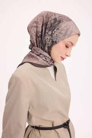 Viskon Velora Eşarp Dört Mevsim Dalga İzi Desen Vizon 90X90 - Velora Eşarp - | Silk Home