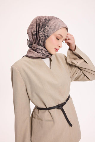 Viskon Velora Eşarp Dört Mevsim Dalga İzi Desen Vizon 90X90 - Velora Eşarp - | Silk Home