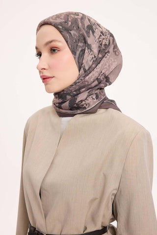 Viskon Velora Eşarp Dört Mevsim Dalga İzi Desen Vizon 90X90 - Velora Eşarp - | Silk Home