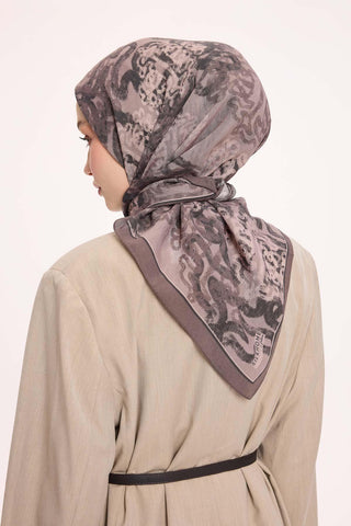 Viskon Velora Eşarp Dört Mevsim Dalga İzi Desen Vizon 90X90 - Velora Eşarp - | Silk Home