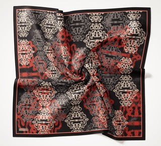 Viscose Velora Scarf, Four Seasons Kilim Pattern, Light Gray, 90x90 cm 