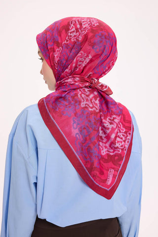Viscose Velora Scarf, Four Seasons Kilim Pattern, Light Gray, 90x90 cm 