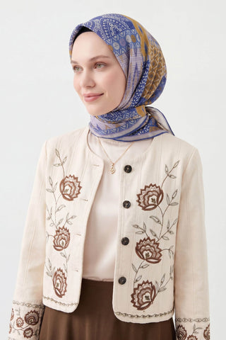 Soft Eşarp Authentic Mavi Lila - Soft Eşarp - | Silk Home