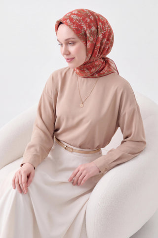 Soft Eşarp Autumn Bloom Koyu Kırmızı