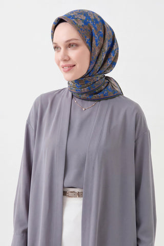 Soft Eşarp Autumn Bloom Koyu Mavi - Soft Eşarp - | Silk Home