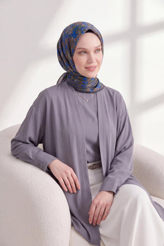 Soft Eşarp Autumn Bloom Koyu Mavi - Soft Eşarp - | Silk Home