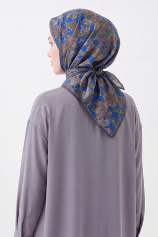 Soft Eşarp Autumn Bloom Koyu Mavi - Soft Eşarp - | Silk Home