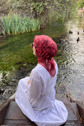Soft Eşarp Autumn Bloom Koyu Pembe - Soft Eşarp - | Silk Home
