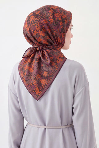 Soft Eşarp Autumn Bloom Koyu Turuncu - Soft Eşarp - | Silk Home