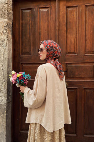 Soft Eşarp Autumn Bloom Koyu Yeşil
