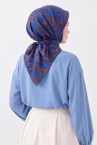 Soft Eşarp Autumn Bloom Saks Mavisi