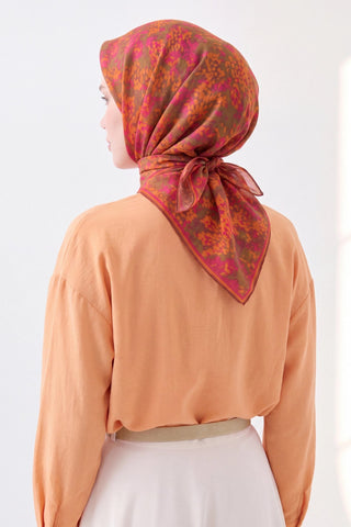 Soft Eşarp Autumn Bloom Turuncu - Soft Eşarp - | Silk Home