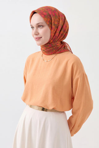 Soft Eşarp Autumn Bloom Turuncu - Soft Eşarp - | Silk Home