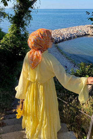 Soft Eşarp Autumn Bloom Turuncu - Soft Eşarp - | Silk Home