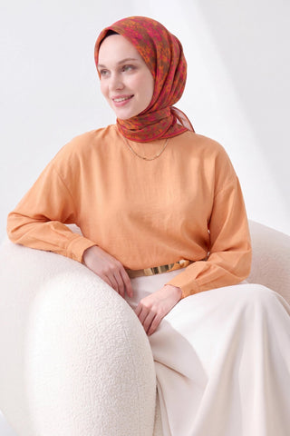 Soft Eşarp Autumn Bloom Turuncu - Soft Eşarp - | Silk Home