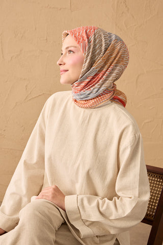 Soft Eşarp Eskiz Açık Gri - Soft Eşarp - | Silk Home
