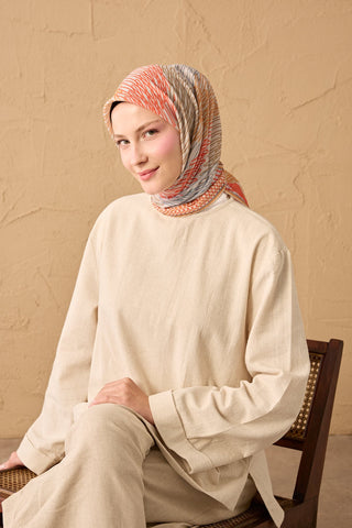 Soft Eşarp Eskiz Açık Gri - Soft Eşarp - | Silk Home